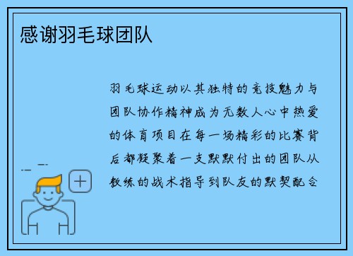 感谢羽毛球团队